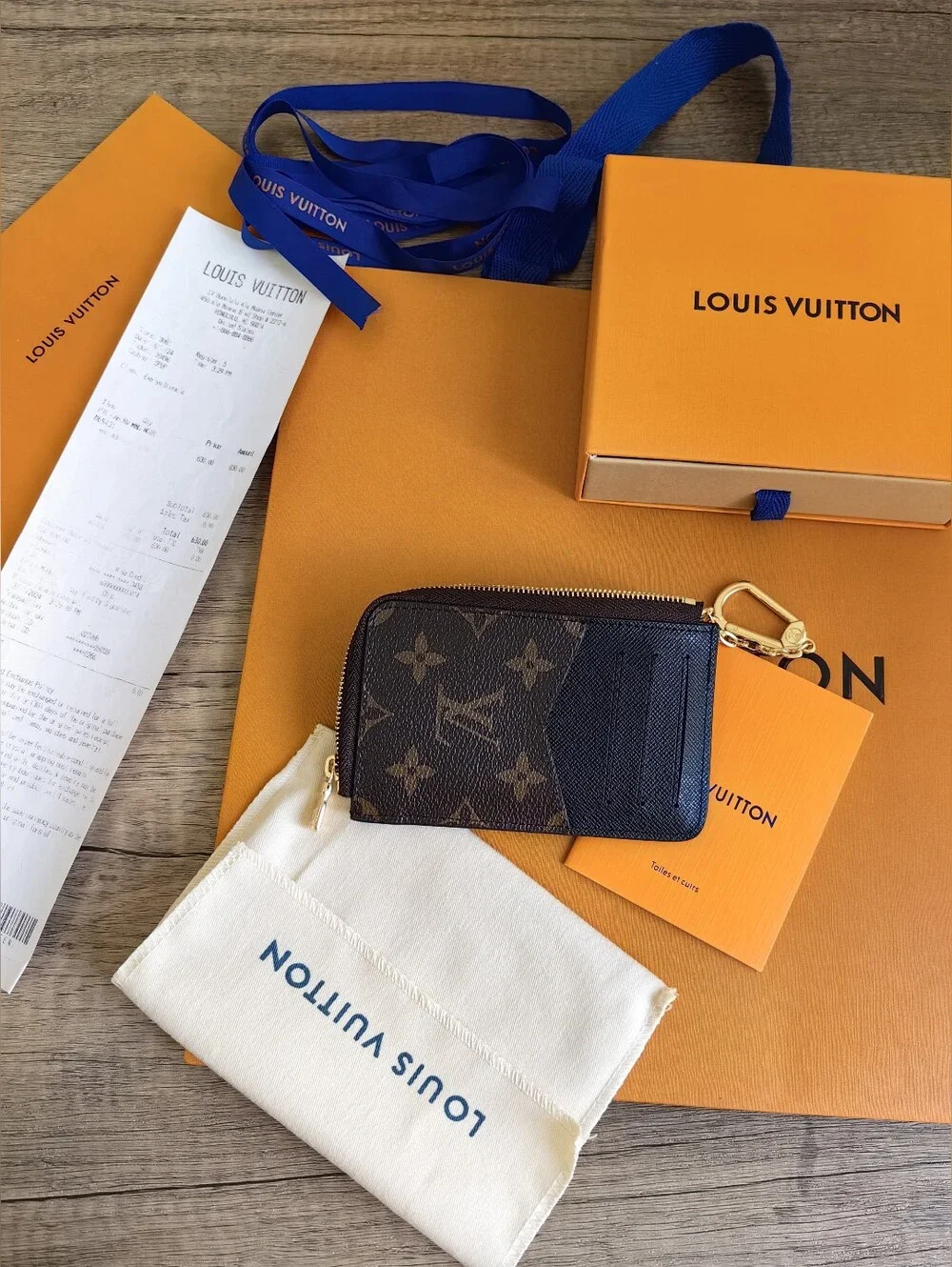 Louis Vuitton Monogram Key Pouch Wallet in Dark Brown with Gold Hardware